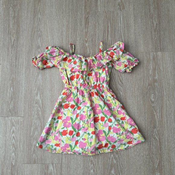 Janie & Jack Floral Off the Shoulder/ Cold Shoulder Dress, Size 4 - Picture 1 of 3